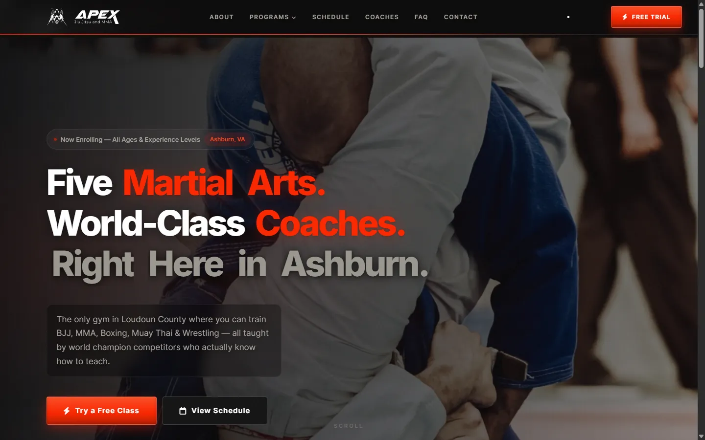 Screenshot of the Apex Performance Center website