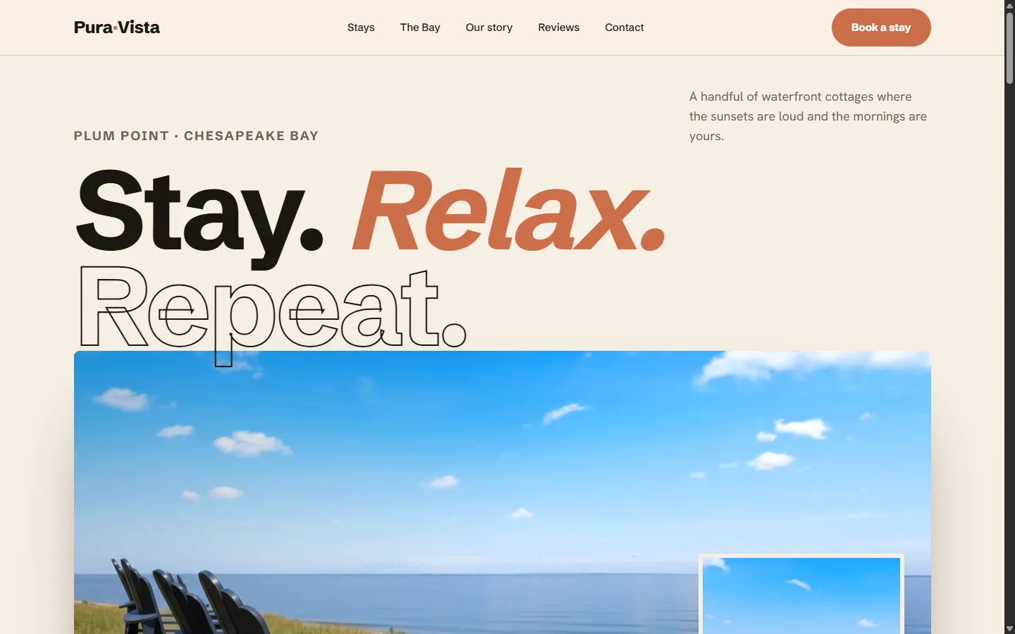 Screenshot of the Pura Vista Cottages website